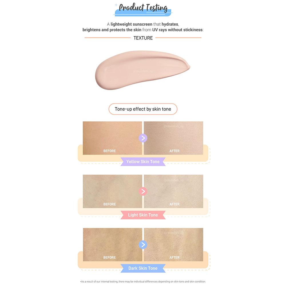ROUND LAB Birke Feuchtigkeitsspendender Ton-Up Sonnenschutz 50ml (SPF50 +)
