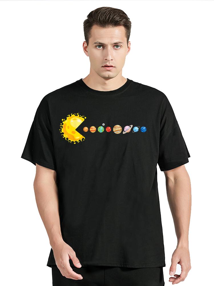 Planetary System Star Eating Planets Sun Funny Astronomy T-shirt Graphic Unisex Tops Tees Cotton Clothes Oversized T Shirt S разноцветный