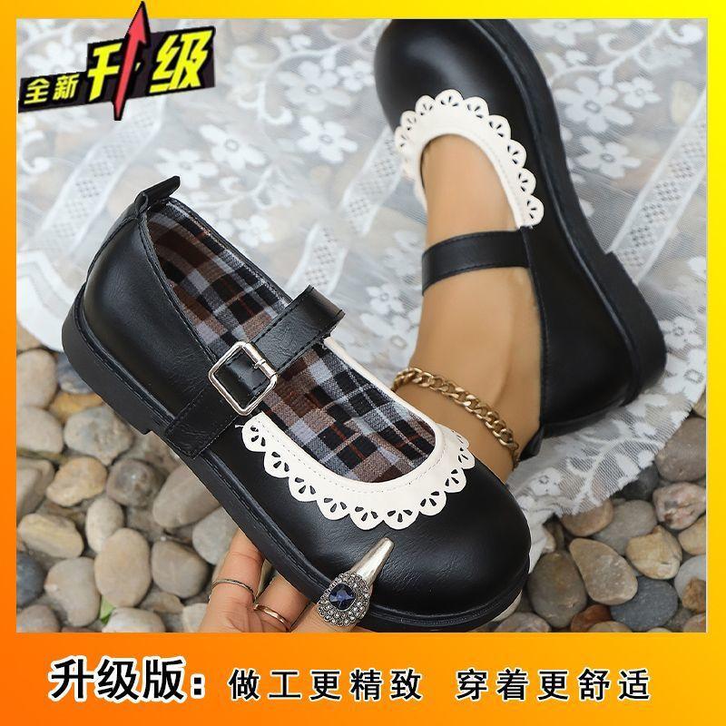 French one-word Mary Jane shoes women's 2025 spring and summer new fashion flat shoes British style women's small leather shoes