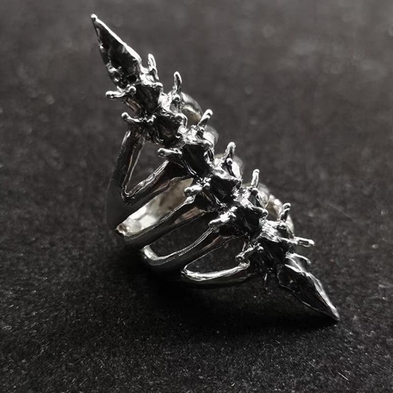 Practical Bone Ring Gothic Thorn Alloy Jewelry Unisex Gothic Fashion Accessory Unique Finger Rings Alloy Texture