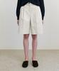 Step Around Front Tuck Bermuda Cotton Pants_Cream
