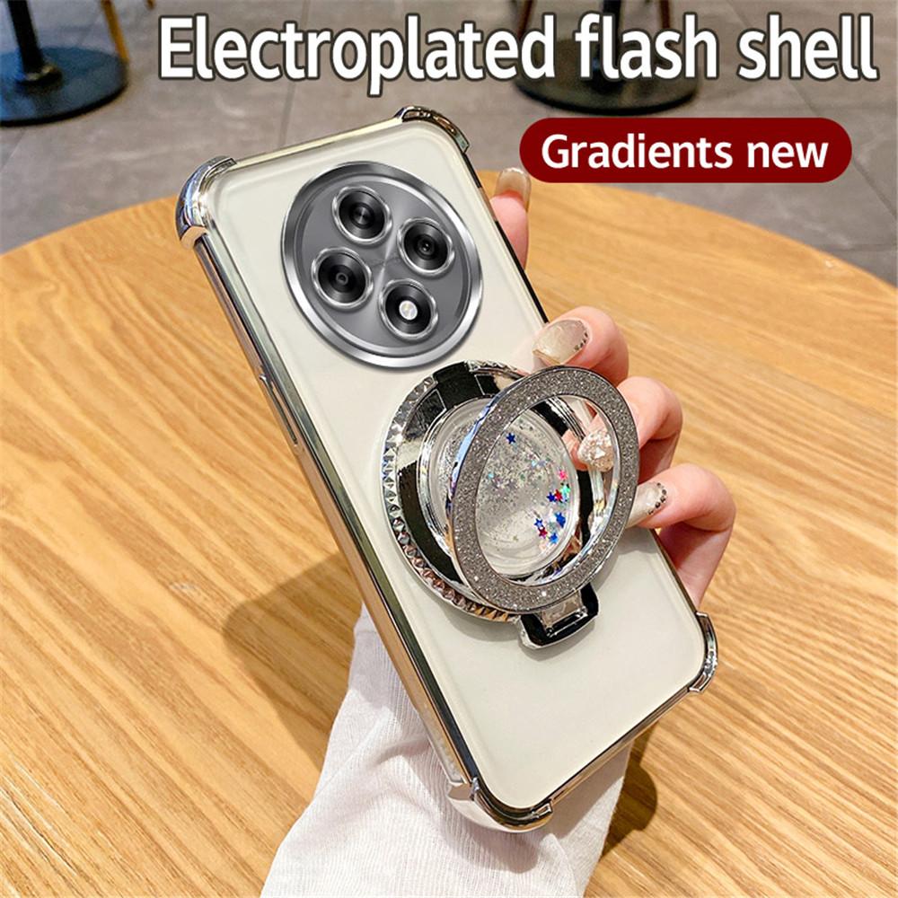 Magnetic Quicksand Bracket Phone Case For OPPO Reno 11F 5G 12 11 Pro A16 A16S A53S A54S A17 A5 A9 2020 Glitter Shockproof Cover