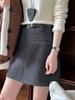 Luxi Retro High-End Wool A-Line Midi Skirt - Women's 2025 Winter Slimming Fleece-Lined Bodycon Mini Skirt