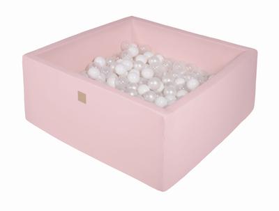 Piscine à balles carrée en mousse pour bébé® 90x90x40cm avec 300 balles, coton, rose clair