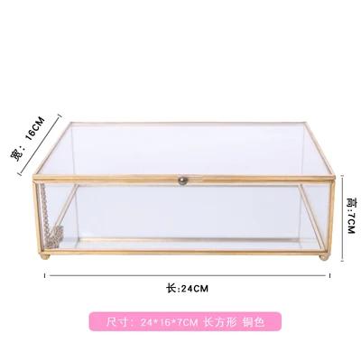 BRCreative Nordic style Home Dressing table organization Glass jewelry storage box Retro decoration Jewelry display TransparentEY