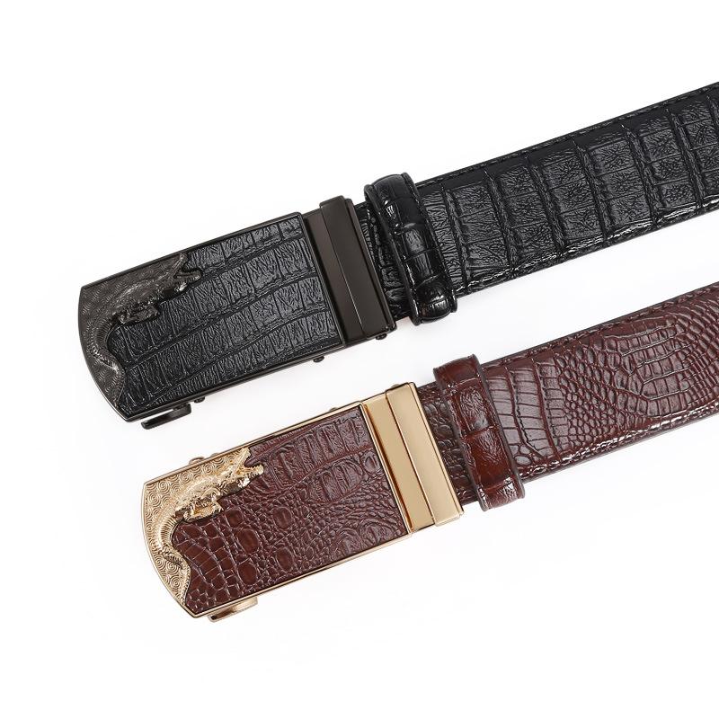 Crocodile Men'S Belt Business Men'S High-End Alloy Automatic Buckle Belt