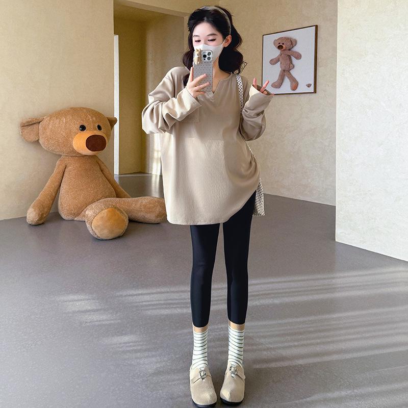 2026 Spring Korean-Style Loose V-Neck Maternity T-Shirt 2XL