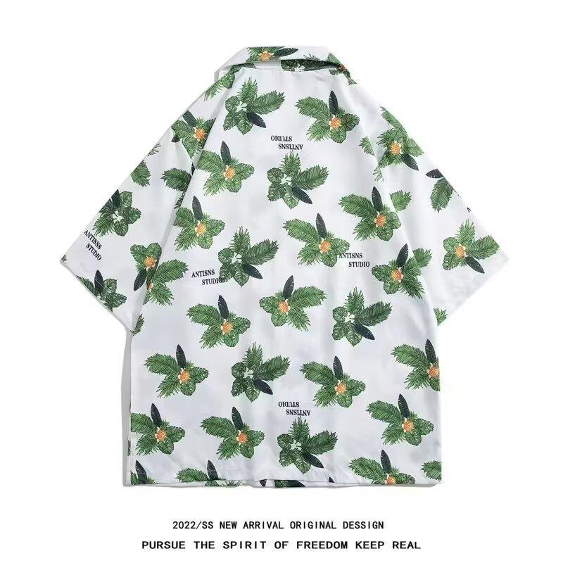 

2024 Винтажная мужская рубашка, летняя повседневная студенческая свободная нишевая мужская рубашка для верхней одежды 3XL белый