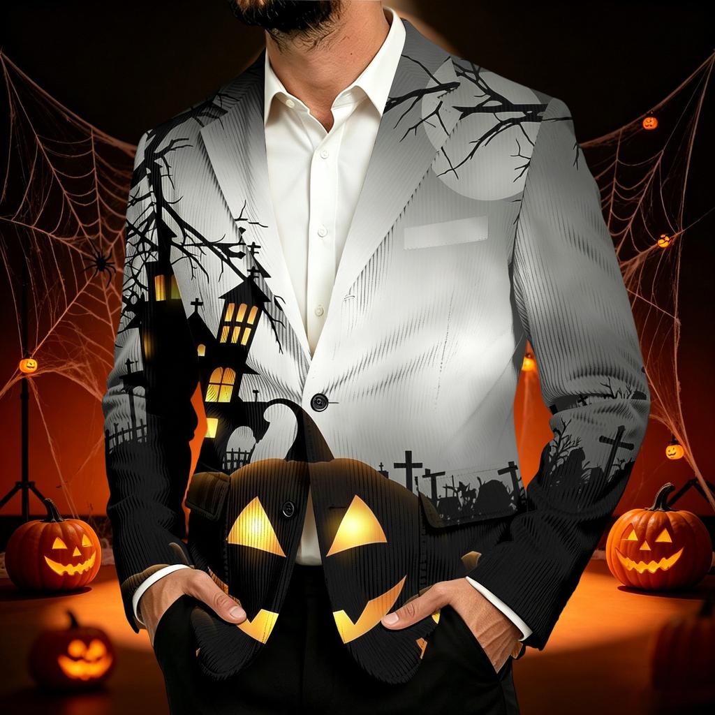Herren Corduroy Business Casual mit Halloween-Print für Partys und den täglichen Gebrauch