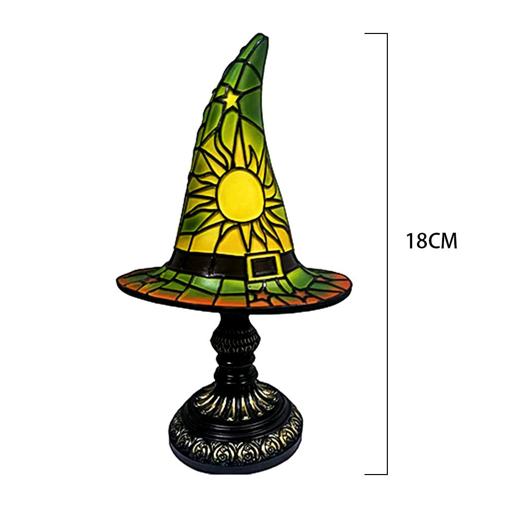 Stained Glass Witch Hat Lamp Halloween Hat Lamp Table Lamp for Living Room Home Bedroom Decorati