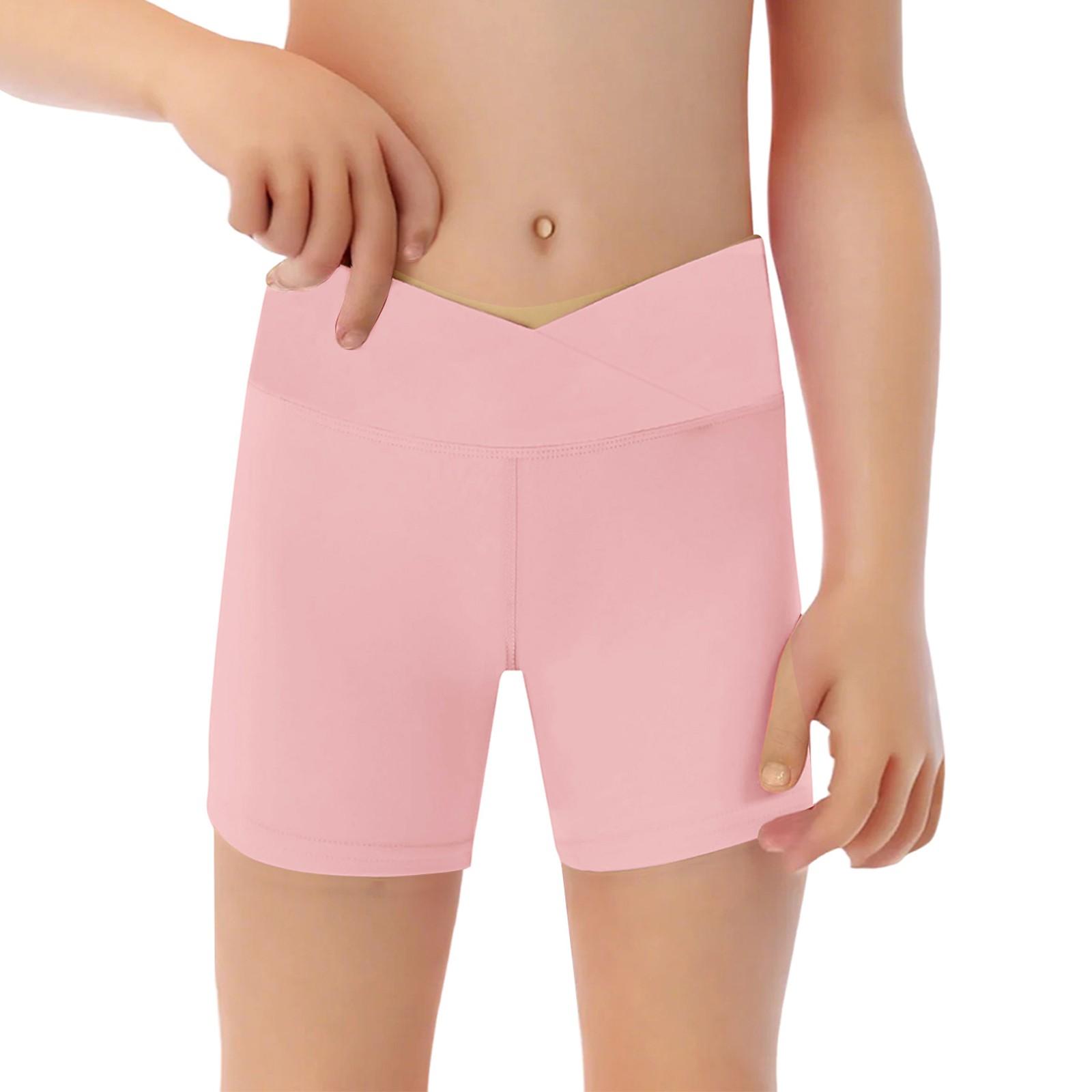 

Дитячі однотонні повсякденні легінси для йоги з високою талією, стрейч, штани три чверті 140 рожевий