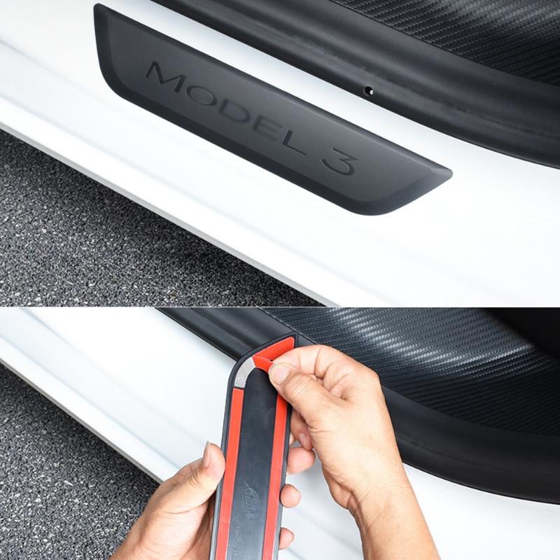 Rear Door Sill for Tesla Model 3 Y Decoration Wrap Cover ABS Welcome Pedal Stickers Protection Strip Car Accessories 2017-2025