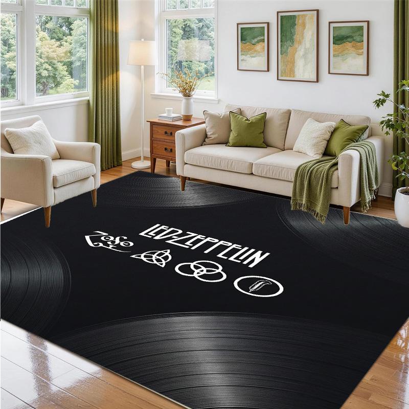 Led Zeppelin Design Crystal Velvet Rug Soft Decorative Mat for Bedroom Entrance