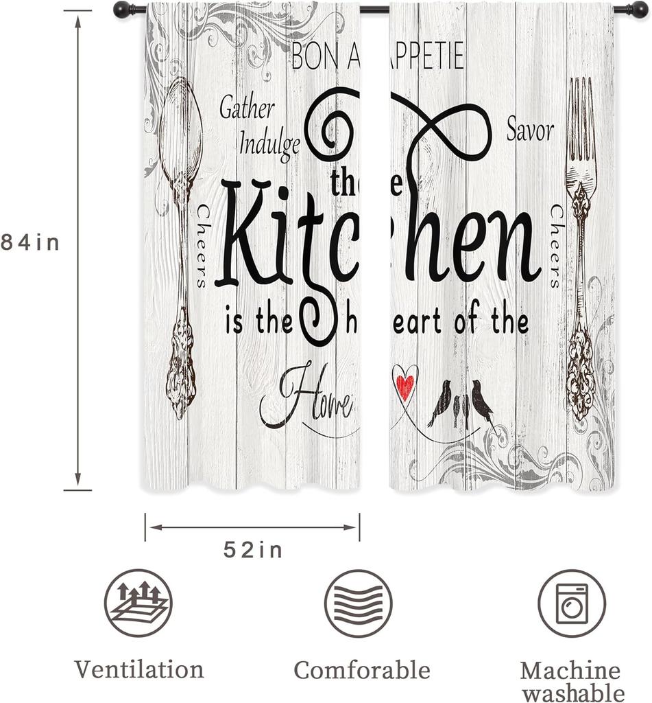 Vorhang Europäischer Stil, Moderne Dekoration, Handbemalter Geschirr-Druck Vorhang mit Stangentasche, Geeignet für Küche, Café