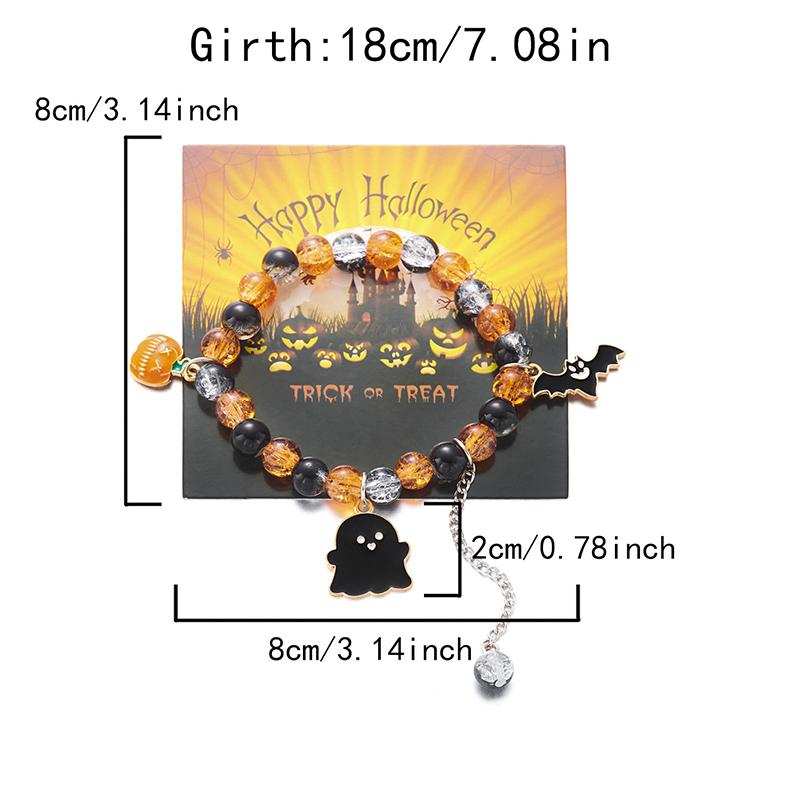 Punk Halloween Ghost Bat Pendant Beaded Bracelets For Women Men Hip Hop Bangles Party Jewelry Gifts