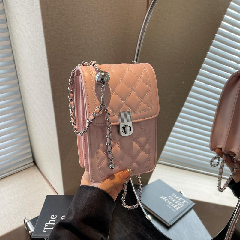 A stylish pure color PU material color mobile phone bag, light and portable, suitable for shopping, parties, commuting.