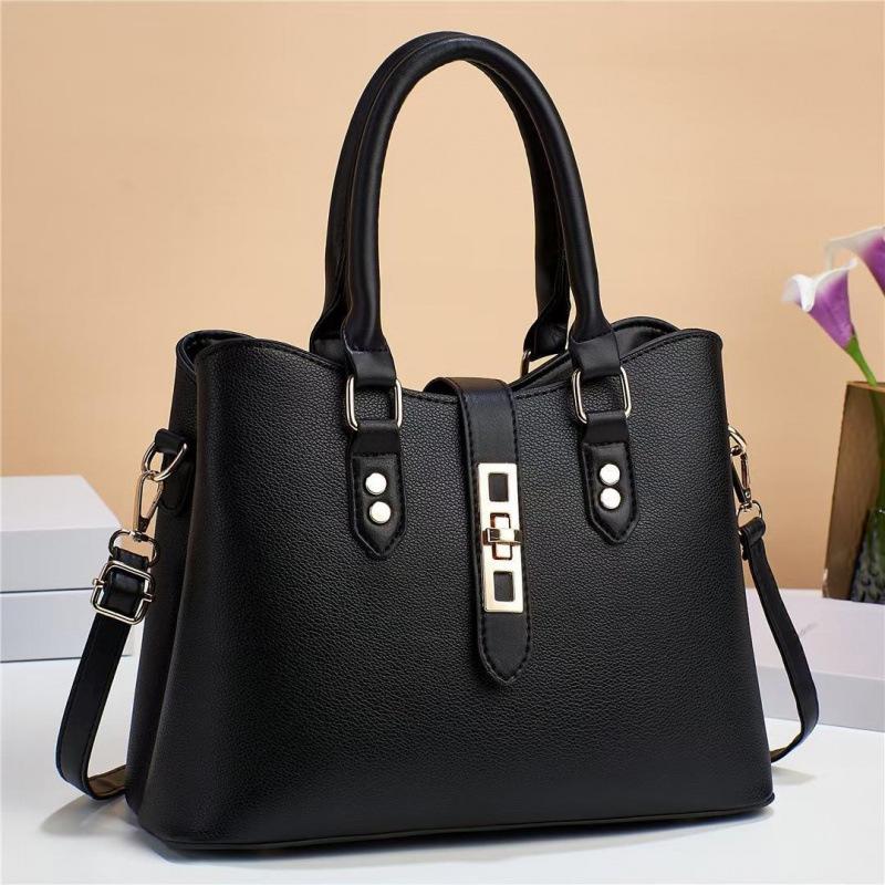 

Versatile Handbag Casual Fashion Shoulder Bag Temperament Atmospheric Messenger Bag Trendy Women s Bag 30*12*23 чёрный