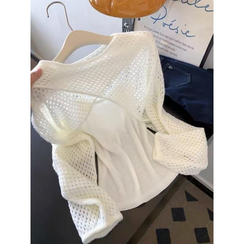 

With shawl, white stacked two-piece long-sleeved knitted sweater, women s new top, high-end autumn wear L белый