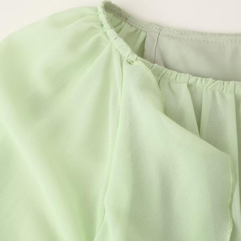 Kaslead New Arrival Women's Clothing Fashion Style Fashion Minimalist Fresh Laminated Ruffles Long Sleeves Dress