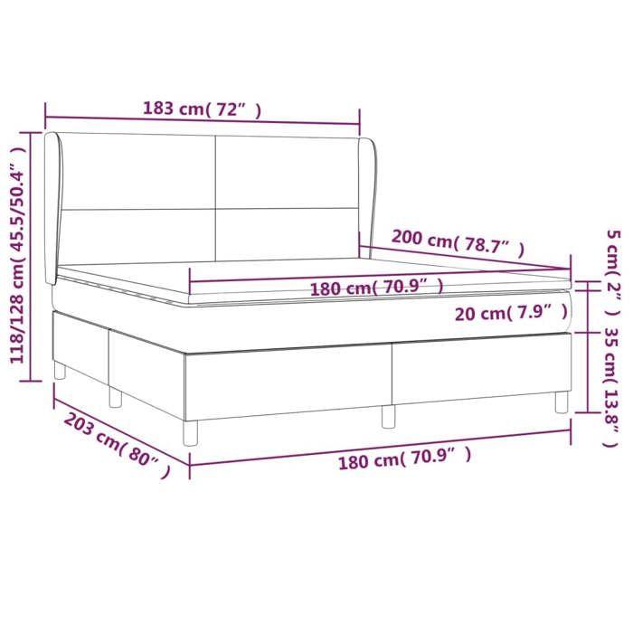 3128925 vidaXL Divan Bed with Mattress Black 180x200 Cm Faux Leather