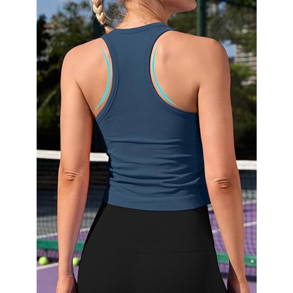 CHARMLEAKS Ostrihané cvičebné topy pre ženy Nohavé tielka s úzkym bokom všité do podprsenky Athletic Yoga Gym Top