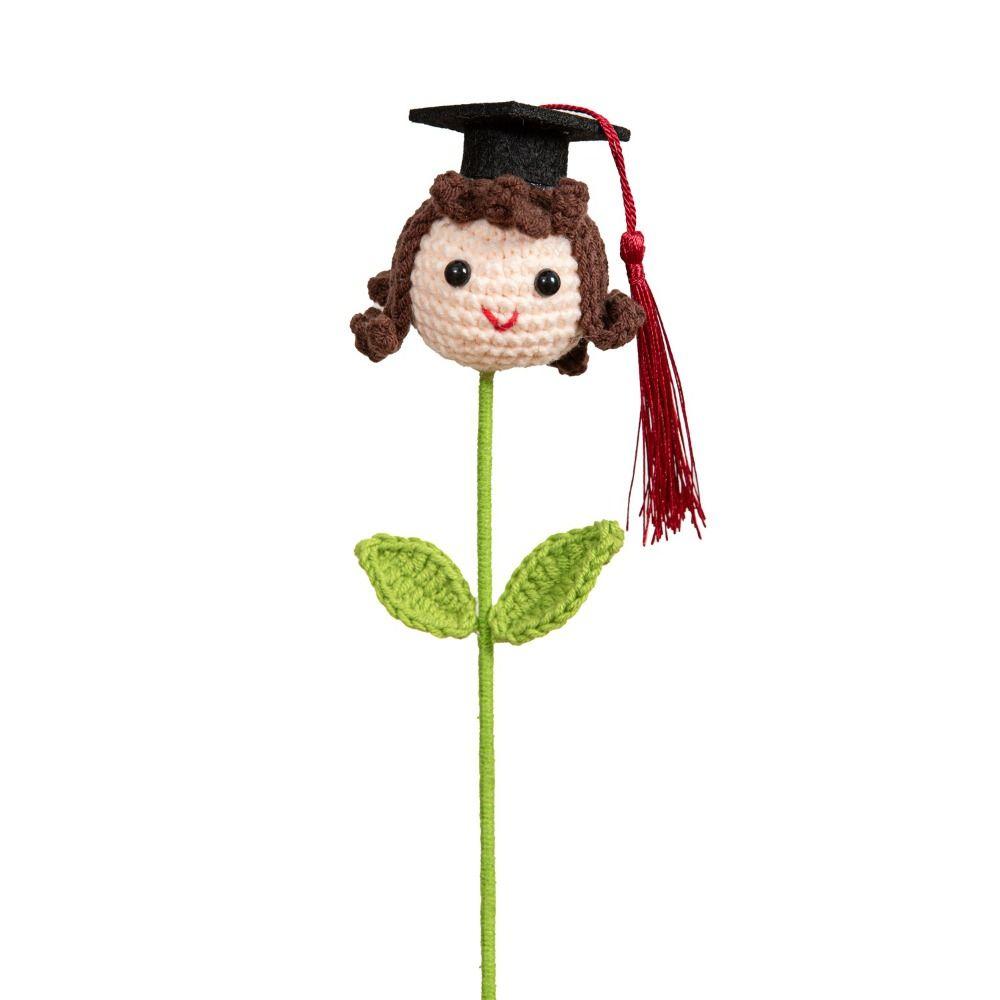 Hand Woven Yarn Graduation Knitted Flower Doctoral Hats Hand-knitted Flowers Home Decor