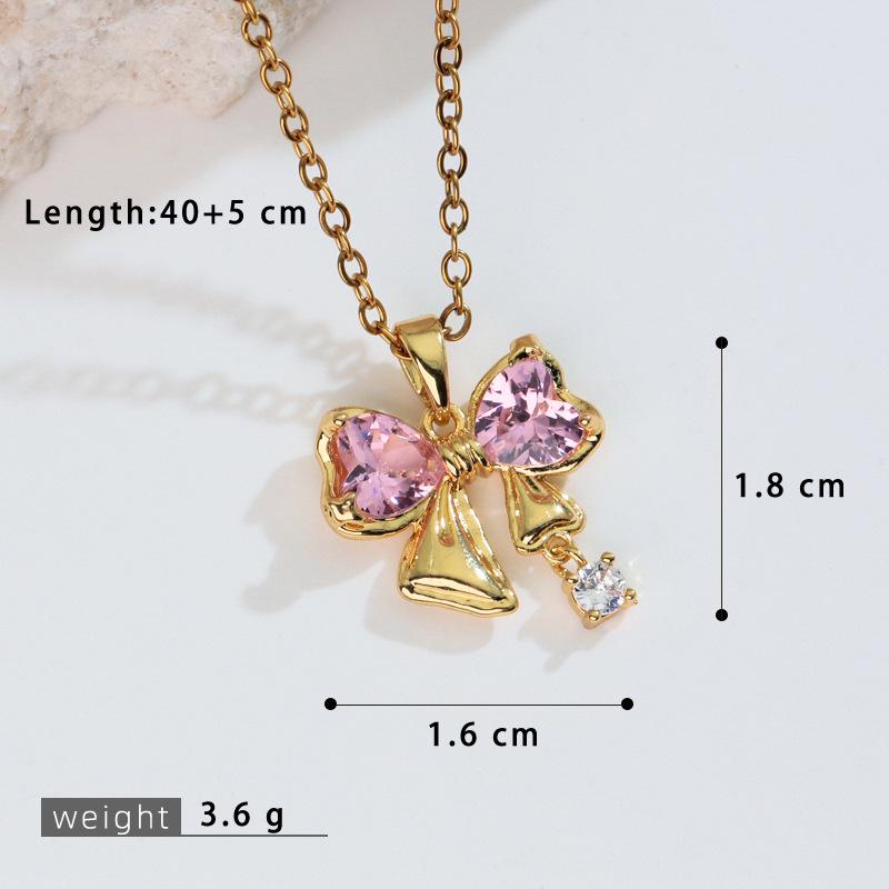 Internet Celebrity Style: Women's Sweet Bow Zirconia Necklace - Niche Design & Elegant Clavicle Pendant