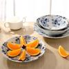 Mino Ware Hand-Painted Blue and White Ceramic Bowl - Japanese Embossed Tableware for Sushi and Soup.