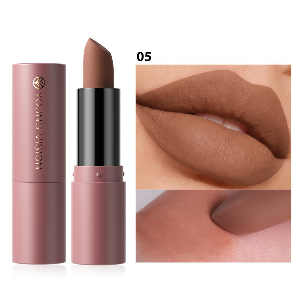 Sexy Nude Matte Lipstick Multi-functional for Lips and Cheeks Long Lasting Waterproof Smudge-proof Dual-purpose Makeup for Women