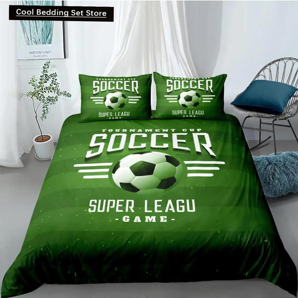 Soccer Duvet Cover Set FootBall and Old Plaster Wall Damage Destruction Punching Bedding Set Teens Queen Polyester Quilt Cover