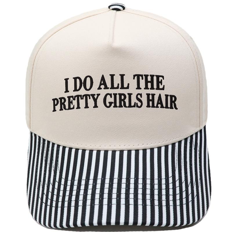 PRETTY GIRLS HAIR Fun Embroidery Color Matching Truck Driver Hat Men's and Women's Casual Sun Hat