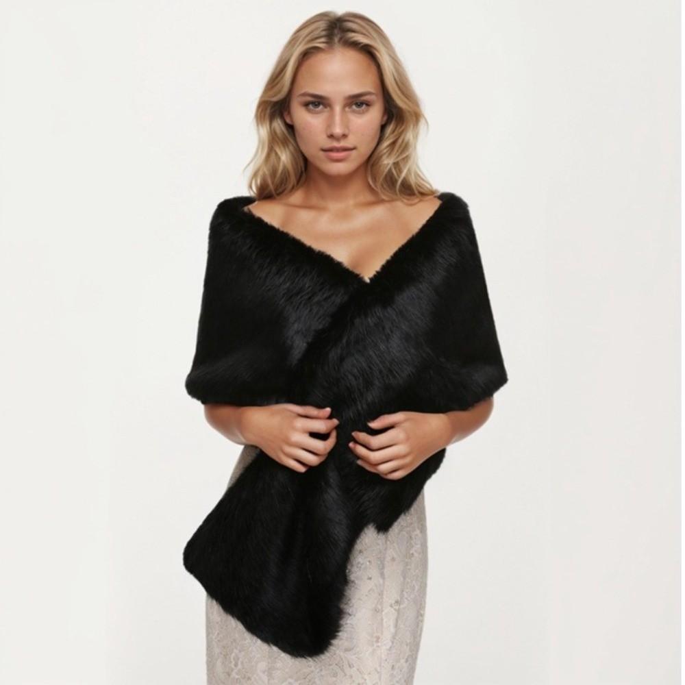 Solid Color Plush Shawl Korean Style Bride Shoulder Fake Collar Casual Faux Fur Scarves Dress