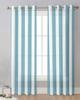 Striped Blue Geometric Sheer Curtains for Living Room Decoration Window Curtains for Kitchen Tulle Voile Organza Curtains