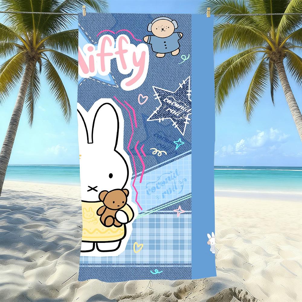 Miffy Rabbit Beach Towel Microfiber Quick Drying Absorbent Cartoon Printed Seaside Resort Bath Towel