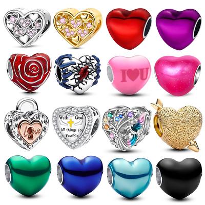Original Charmscopper Colorful Heart Charms Beads Fit 3Mm Original Bracelet Necklace Womens Diy Fine Jewelry Gift