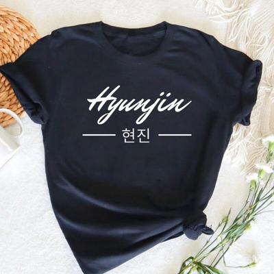 SKZ Hyunjin Bias T-Shirt Coreana Estate Cotone Manica Corta Tshirt Stampa Donna Divertenti T-Shirt Kpop Vestiti Unisex Streetwear Unisex