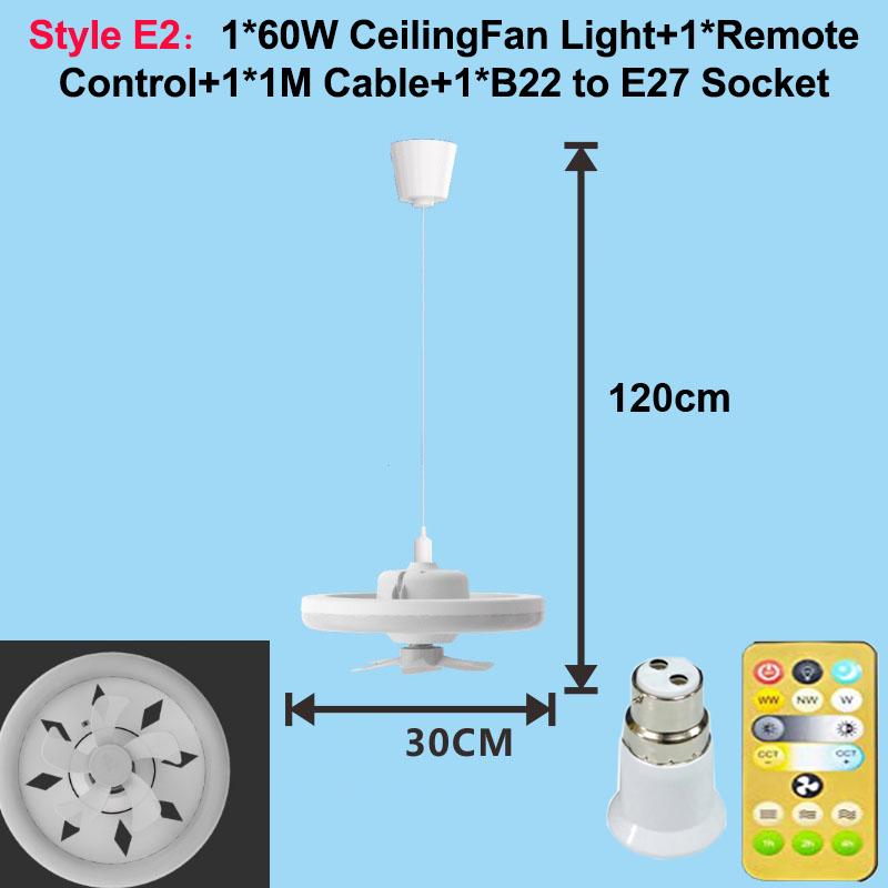 48/60W LED Ceiling Fan Light Remote Control E27 Lamp with 360 ° Rotation Cooling Electric Fan 85-265V Chandelier for Room Decor