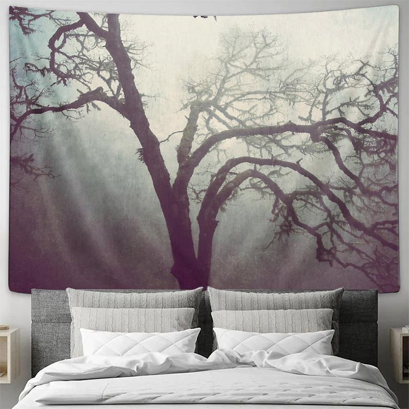 Dunkler Wald Wandteppich Wandbehang Natur Bäume Gotische Landschaft Raumdekoration Vintage Ästhetik Wandkunst Heimdekoration Kulisse