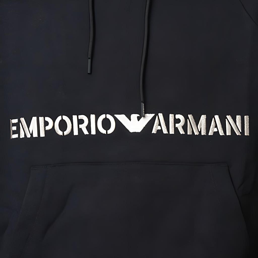 Emporio Armani Ea Fw23 Solid Color Letter Print Hooded Long Sleeve Sweatshirt Men sweatshirt Dark-Blue 6R1ME9-1JWPZ-09R0