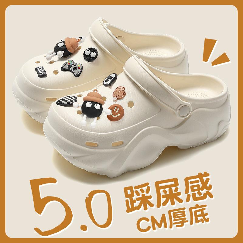 Thick-soled hole shoes summer new outer wear seaside beach non-slip deodorant bag head eva sandals