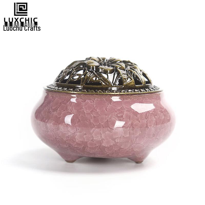 Luxchic Ceramic Coil Incense Burner Set with Fireproof Cotton  Gourd Holder