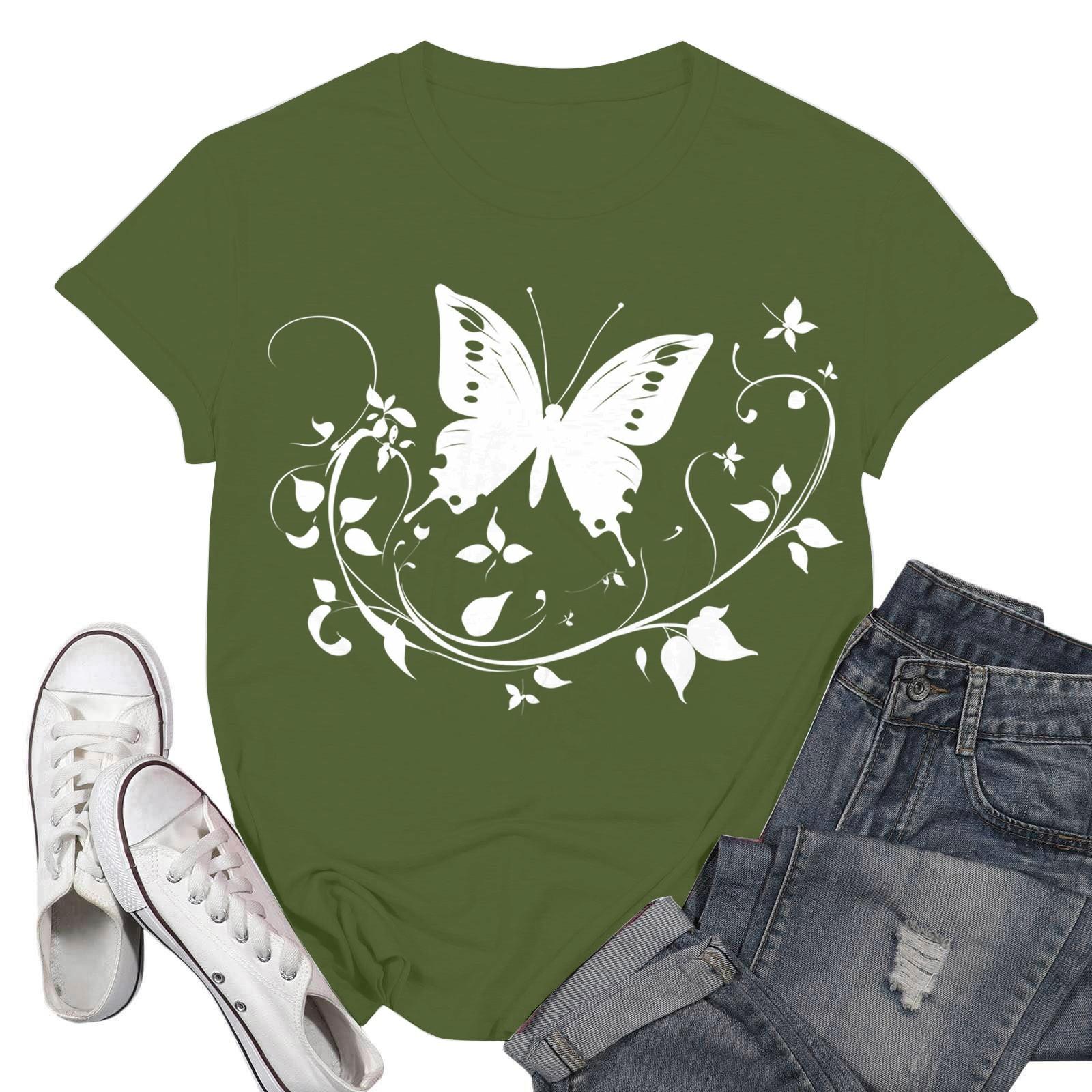 

Женские модные повседневные пуловеры с короткими рукавами и круглым вырезом с принтом L армия зеленый