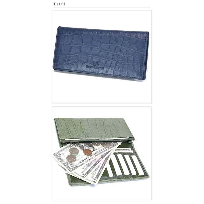 [FashionBerry] brown long wallet men's wallet genuine leather leather crocodile Croco bi-fold Thin thin wallet large capacity fastener ladies wallet