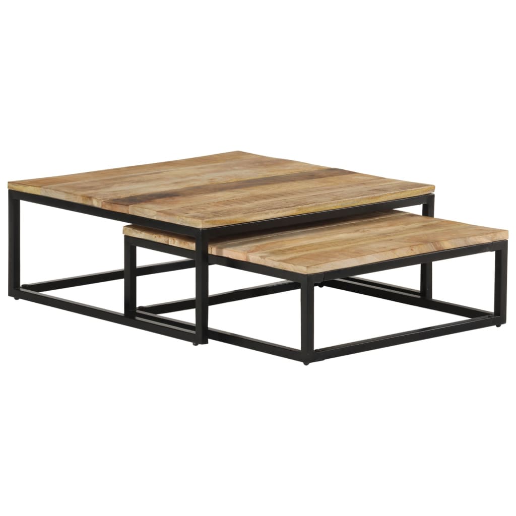 2 Piece Mango Solid Wood Nesting Tables