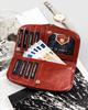 Large, Roomy Wallet Made of Genuine Leather with a Floral Pattern - Peterson