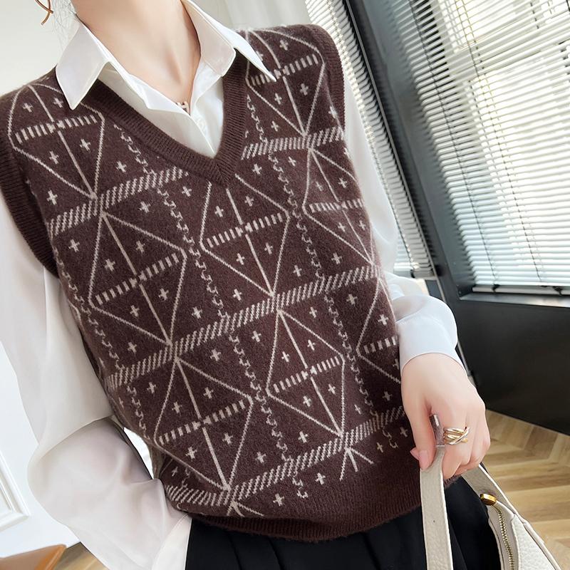 Women's Cashmere Vest Qinghe Cashmere 30% Cashmere 70% Wool Autumn and Winter Cashmere Vest Soft and Warm