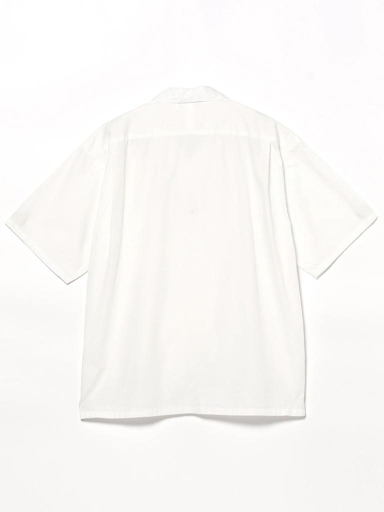 Beams Men's Basic Loose Open Collar Shirt, White, Size M