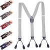 Leather Trimmed Vintage Suspenders Button End Y Back Suspenders Button End Suspenders  Party