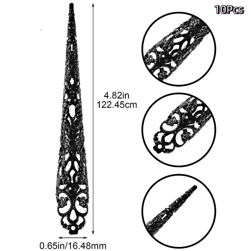 10Pcs Indian Thai Dance Peacock Belly Dance False Nail Finger Jewelry Decoration Hollow Finger Cots False Nail Finger Nail Tip