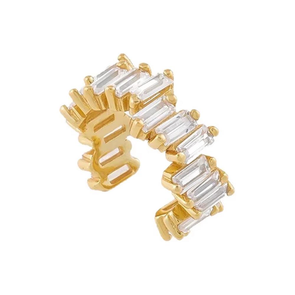 

Позолоченные серьги-клипсы Yuedane для женщин, разноцветные циркониевые серьги-каффы в форме буквы C, серьги-клипсы без пирсинга, модные ювелирные изделия